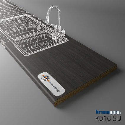 KRONOSPAN - Pracovná doska - K016 SU - Carbon Marine Wood - 4100 x 635 x 38 mm