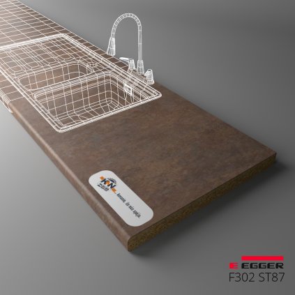 EGGER - Pracovná doska - F302 ST87 - Ferro Bronz - 38 mm