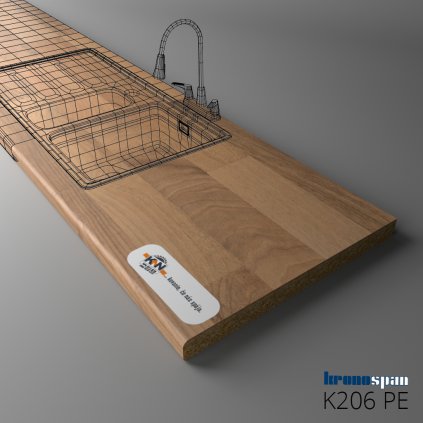 KRONOSPAN - Pracovná doska - K206 PE - Porterhouse Walnut - 4100 x 600 x 38 mm