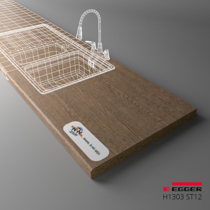 EGGER - Pracovná doska - H1303 ST12 - Dub Belmont hnedý (Variant Dľžka 4100 mm, Variant Šírka 600 mm)
