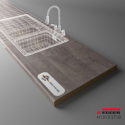 EGGER - Pracovná doska - H1313 ST10 - Dub whiteriver šedohnedý - 38 mm