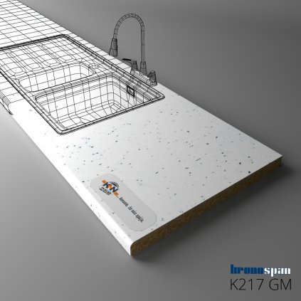 KRONOSPAN - Pracovná doska - K217 GM - ABS - White Andromeda - 4100 x 900 x 38 mm