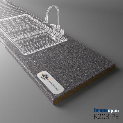 KRONOSPAN - Pracovná doska - K203 PE - Anthracite Granite - 4100 x 600 x 38 mm