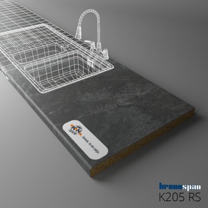 KRONOSPAN - Pracovná doska - K205 RS - Black Concrete - 4100 x 900 x 38 mm