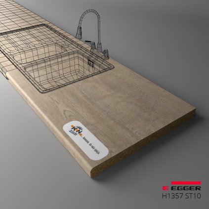 EGGER - Pracovná doska - H1357 ST10 - Dub Spree sivobežový - 38 mm