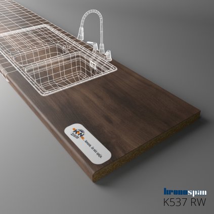 KRONOSPAN - Pracovná doska - K537 RW - ABS - Ristretto Baroque Oak - 4100 x 635 x 38 mm