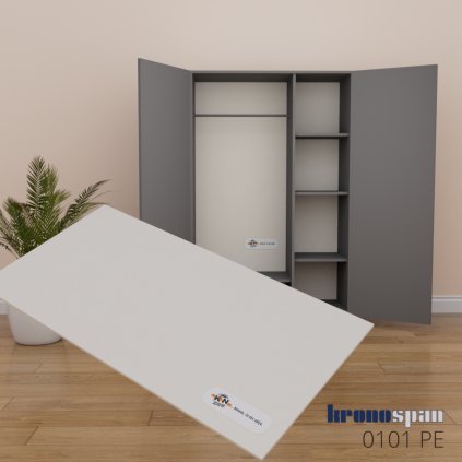 KRONOSPAN - HDF - 0101 PE - Biela,  lakovaná - 2800 x 2070 x 3 mm