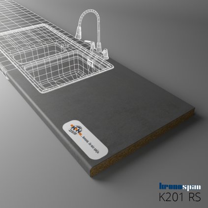 KRONOSPAN - Pracovná doska - K201 RS - Dark Grey Concrete - 4100 x 600 x 38 mm