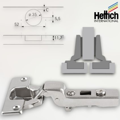 Hettich - Intermat záves polonaložený
