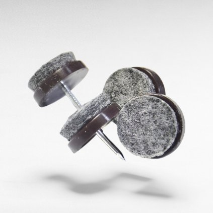 Klzák nábytkový s klincom a s filcom, 18mm, hnedý