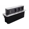Elektrická zásuvka - HOP BOX, povrchová úprava z brúsenej ocele, 3x franc.zásuvky, 2x USB TYP A, 2m