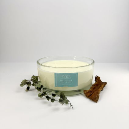 Velká sójová svíčka - Eukalyptus & Cedrové dřevo