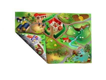 Dětská podložka oboustranná Město-farma (Varianta Oboustranná dětská podložka město-farma 100x150 cm)