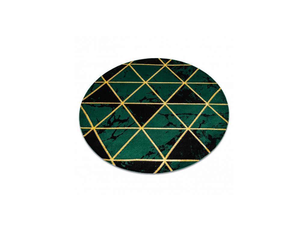 Kulatý koberec EMERALD 1020 Luxusní geometrický zelený zlatý