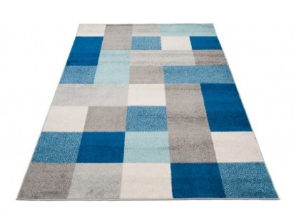 Kusový koberec LAZUR C574B Kostky šedý modrý