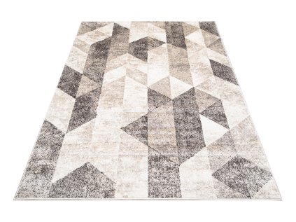 Kusový koberec PETRA 3019 1 244 Geometrický Moderní šedý béžový hnědý