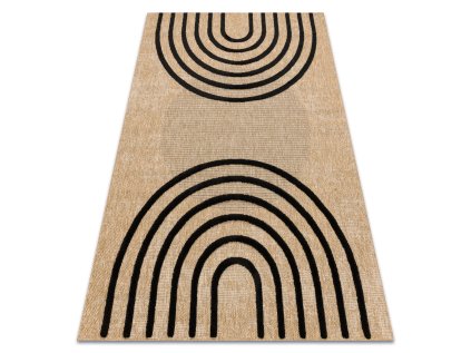 Kusový koberec Sisalový SPARK 0688 Geometrický béžový černý