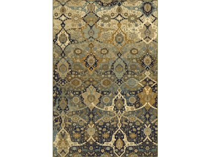 Kusový koberec vlněný Omega Kirman Koniak béžový modrý