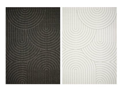 Kusový koberec sisalový oboustranný Brussels 205689/10110 Geometrický antracitový krémový