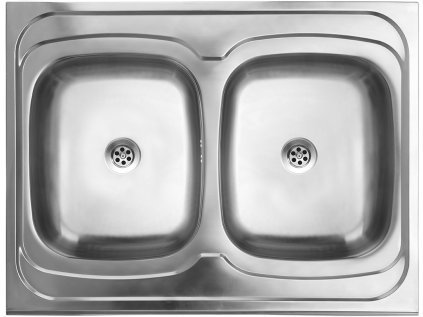 Dřez 60 dvoudřezový nerezový 60x80 cm se sifonem