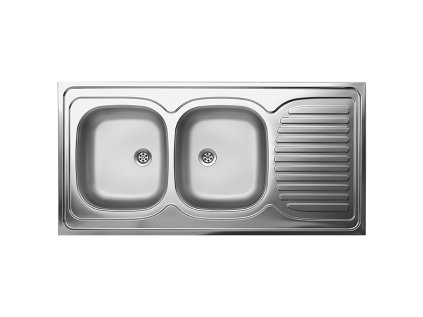 Dřez 60 dvoudřezový nerezový 60x120 cm se sifonem
