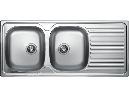 Dřez ORION dvoukomorový nerezový s odkapávačem 50x116 cm se sifonem