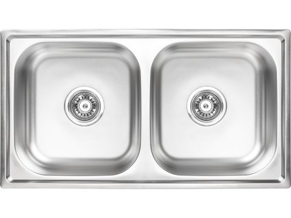 Dřez STANDARD dvoudřezový nerezový 43x78 cm se sifonem