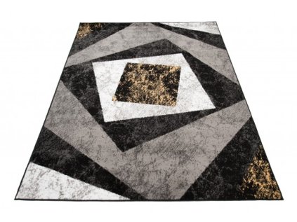 Moderní kusový koberec CHEAP K855G černý žlutý (Rozměr 60x100 cm)