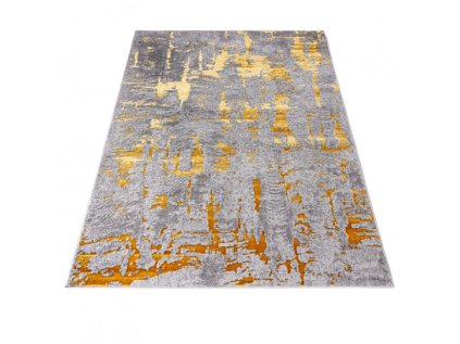 Kusový koberec abstraktní PALERMO E738A šedý zlatý (Rozměr 80x150 cm)