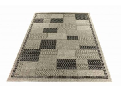 Kusový koberec venkovní Sisal CORDA 1022 1 151 Geometrický šedý (Rozměr 60x200 cm)