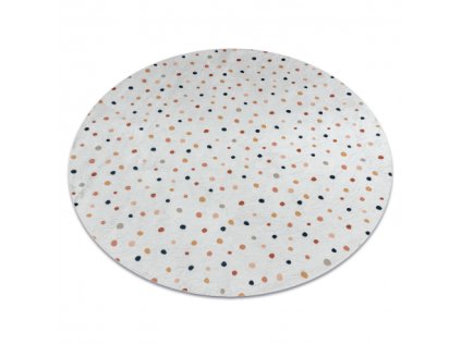 Kulatý dětský koberec vhodný k praní BAMBINO 47890 Tečky bílý hnědý (Rozměr průměr 80 cm)