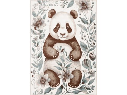 Dětský kusový koberec FD Lida Panda Miętowy krémový (Rozměr 133x195 cm)