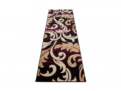 Koberec Běhoun CHEAP 2715B Listí béžový hnědý bordó černý (Rozměr 70x150 cm)