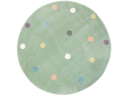 Kulatý dětský koberec Lima C275A Tečky Puntíky zelený (Rozměr průměr 140 cm)