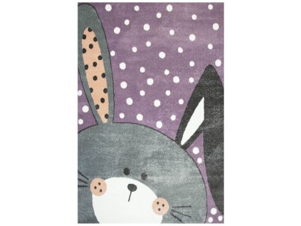 Dětský kusový koberec Lima 1316C Králíček fialový šedý (Rozměr 100x150 cm)