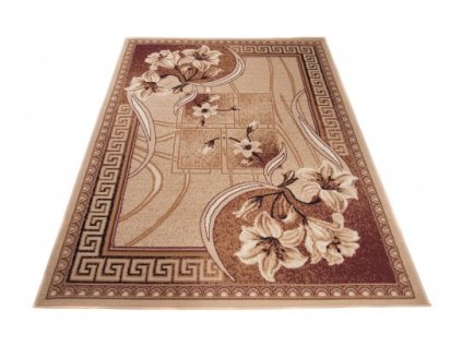 Kusový koberec ATLAS F743A Květy tmavě béžový (Rozměr 60x100 cm)