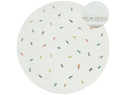 Kulatý dětský koberec Lima M039A krémový (Rozměr průměr 140 cm)