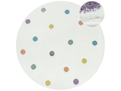 Kulatý dětský koberec Lima C275A Tečky Puntíky krémový (Rozměr průměr 140 cm)