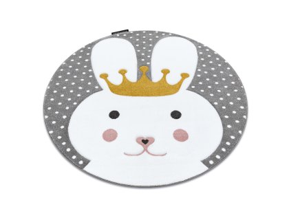 Dětský kulatý koberec PETIT Králiček šedý