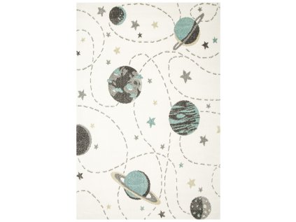 Dětský kusový koberec Lima G759A Planety krémový modrý (Rozměr 120x170 cm)