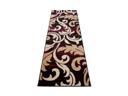 Koberec Běhoun CHEAP 2715B Listí béžový hnědý bordó černý2