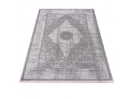 Kusový koberec klasický PALERMO E058A šedý bílý (Rozměr 80x150 cm)