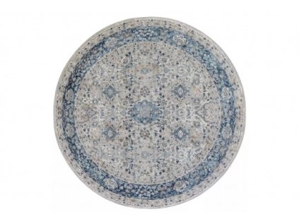 Kulatý koberec VALLEY D713B Klasický modrý bílý (Rozměr průměr 80 cm)