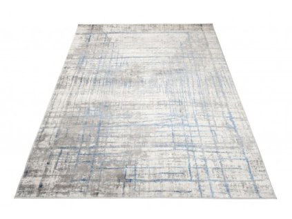 Kusový koberec VALLEY D710B Moderní Geometrický modrý bílý (Rozměr 80x150 cm)