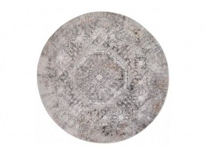 Kulatý koberec VALLEY D150A Klasický světle šedý krémový (Rozměr průměr 80 cm)