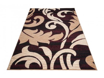 Kusový koberec CHEAP 2715B Listí béžový hnědý bordó černý (Rozměr 160x230 cm)