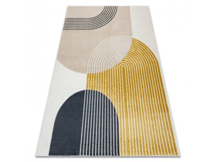 Kusový koberec FUSION 0240 Moderní Geometrický krémový žlutý (Rozměr 80x150 cm)