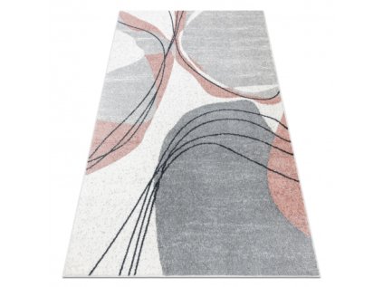 Kusový koberec FUSION 5868 Moderní Abstraktní bílý tmavě růžový (Rozměr 80x150 cm)