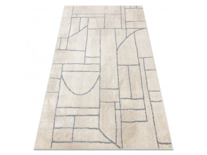 Kusový koberec FUSION 0806 Geometrický Moderní krémový světle šedý (Rozměr 80x150 cm)