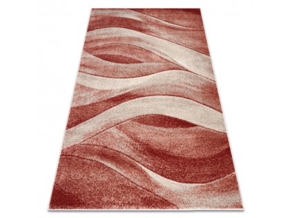 Kusový koberec FUSION 1617 Vlnky Moderní Abstraktní béžový terakota hnědý (Rozměr 80x150 cm)